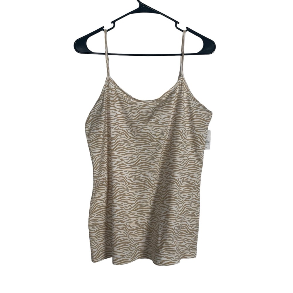LOFT outlet zebra print cami tank top casual brown and white layering size XL